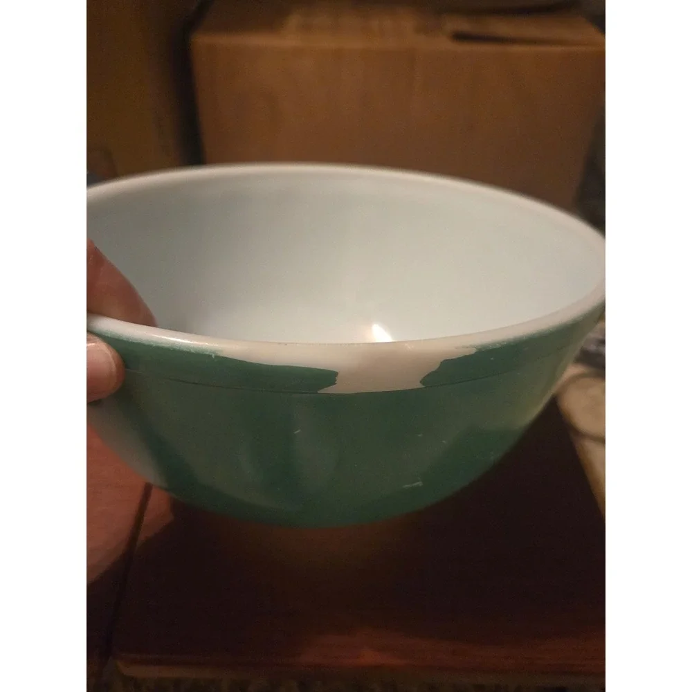 Vintage Pyrex 403 Teal Green Mixing Bowl 2.5 Quart Round Nesting Opal Glass